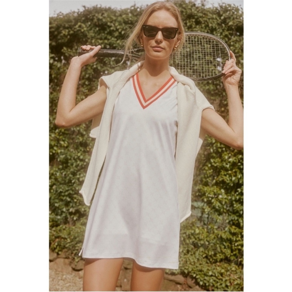 Tuckernuck‎ Sport White and Retro Red Suzanne Tennis Golf Dress Logo Size XXL